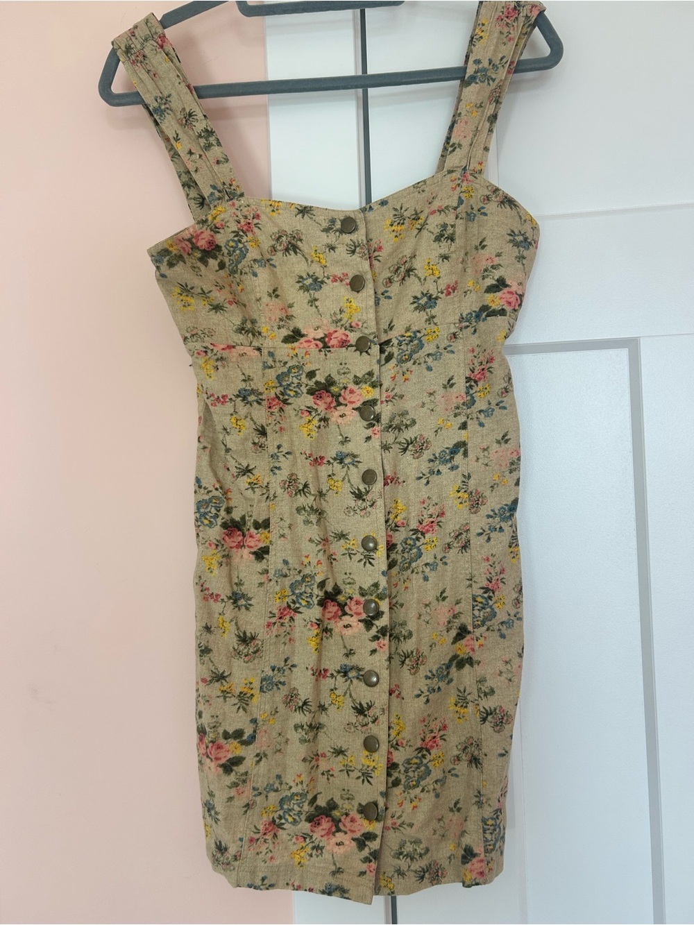 Laura Ashley x Urban Outfitters Floral Linen Mini Jumper Dress NWT Size XS - Picture 3 of 5